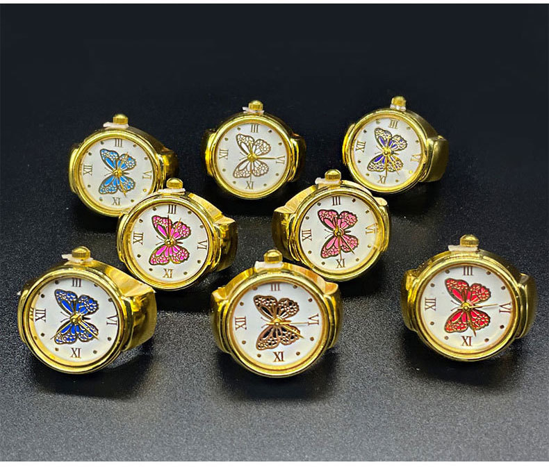 14g Weight Quartz Glass Mirror Material Stainless Steel Strap Material Casual Butterfly Quartz Watch Rings