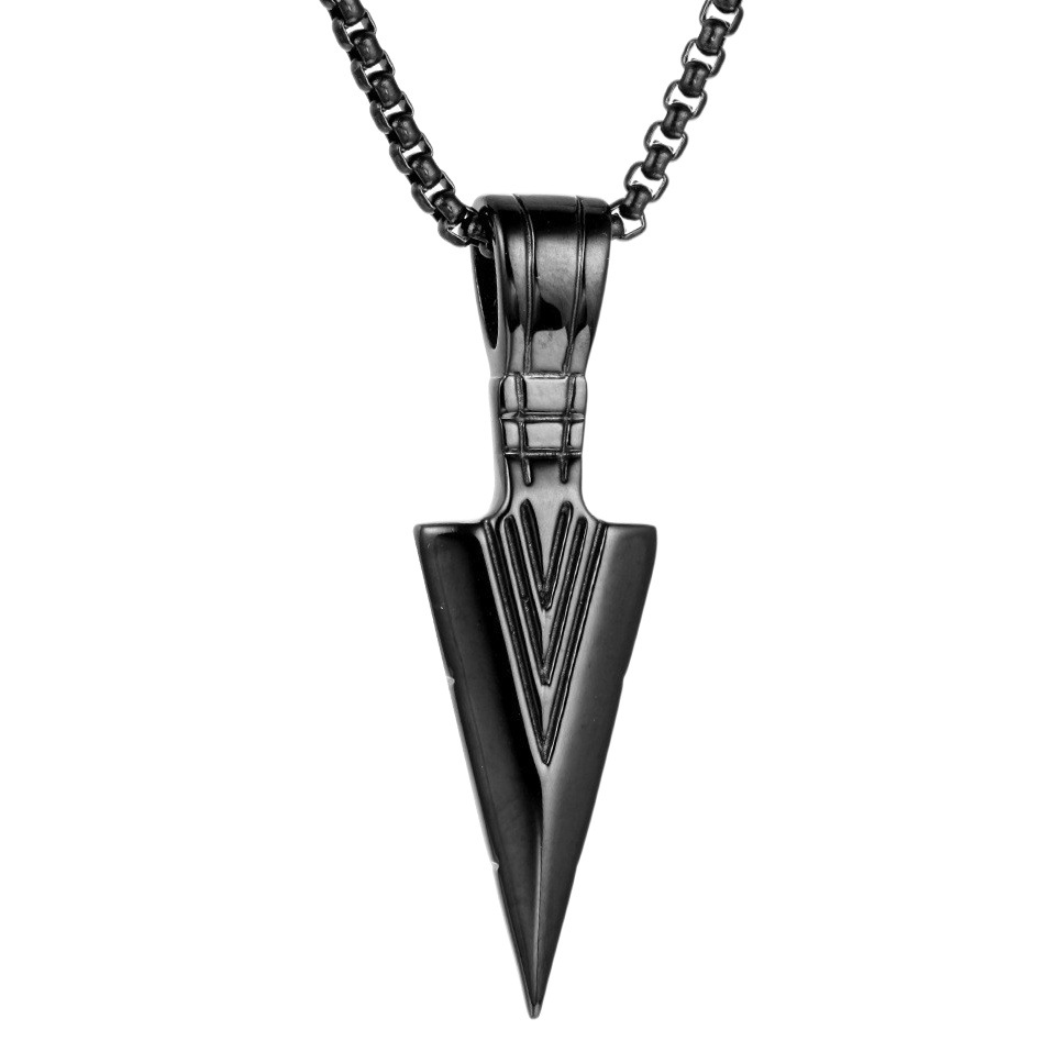 Cruz-frontera nuevo triángulo de los hombres europeos y americanos collar de punta de flecha colgante de acero inoxidable Cadena de perlas