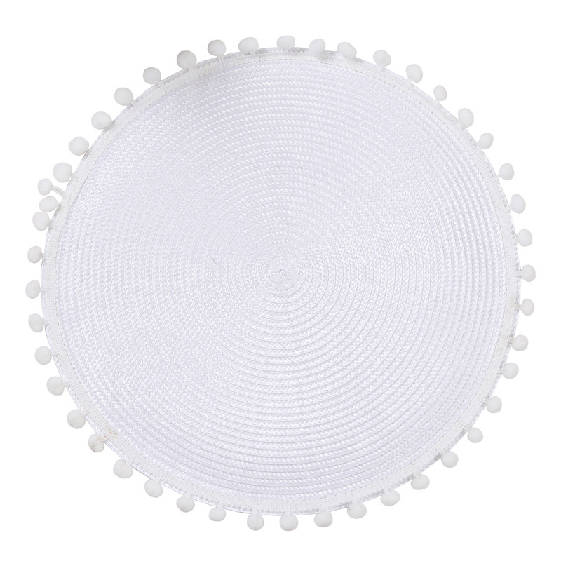 Nórdico redondo encaje pp tejido almohadilla de mesa de hotel almohadilla de aislamiento térmico de color sólido almohadilla de comedor occidental 1465