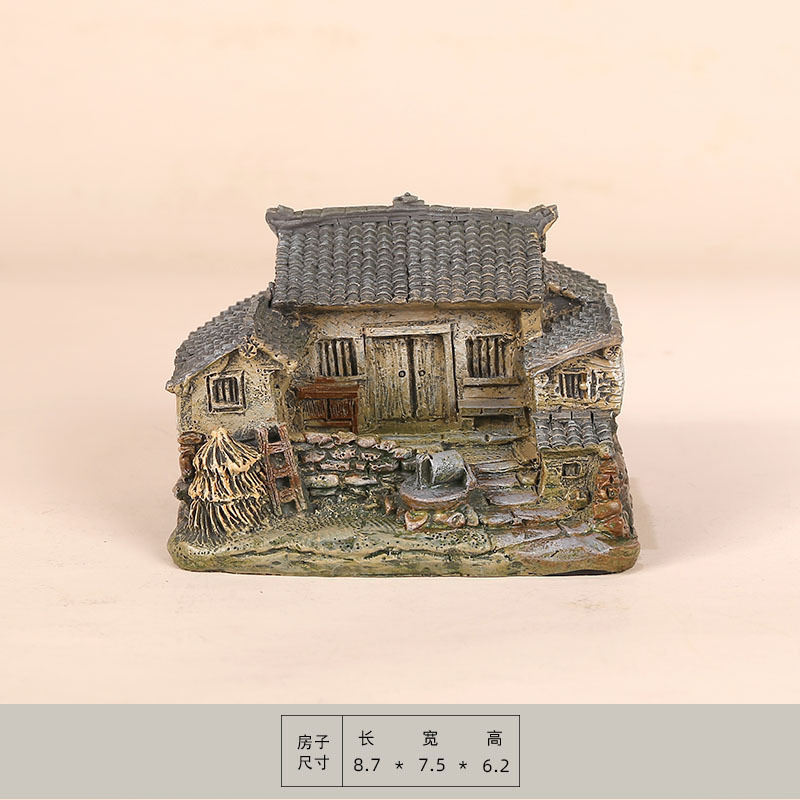 田园迷你小房子树脂摆件桌面茶几车载装饰花盆盆栽造景装饰小礼物|undefined