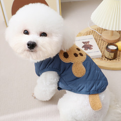Manufacturer Direct Sale Dog Clothes Autumn Winter Cold Prevention Warm Keeping Two-Legged Sleeveless Back Vest Quilted Cotton Pet Clothes