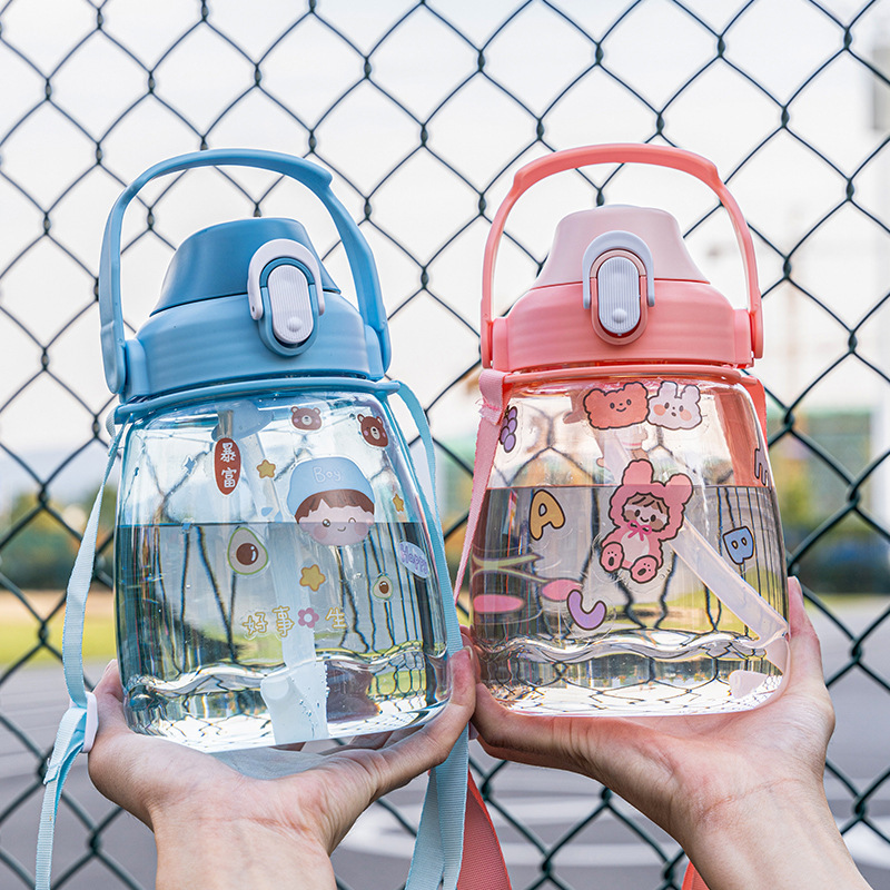 Large Capacity Water Bottle for Women, Extra Large Portable Summer Cup, Trendy Water Bottle with Straw, Popular Style