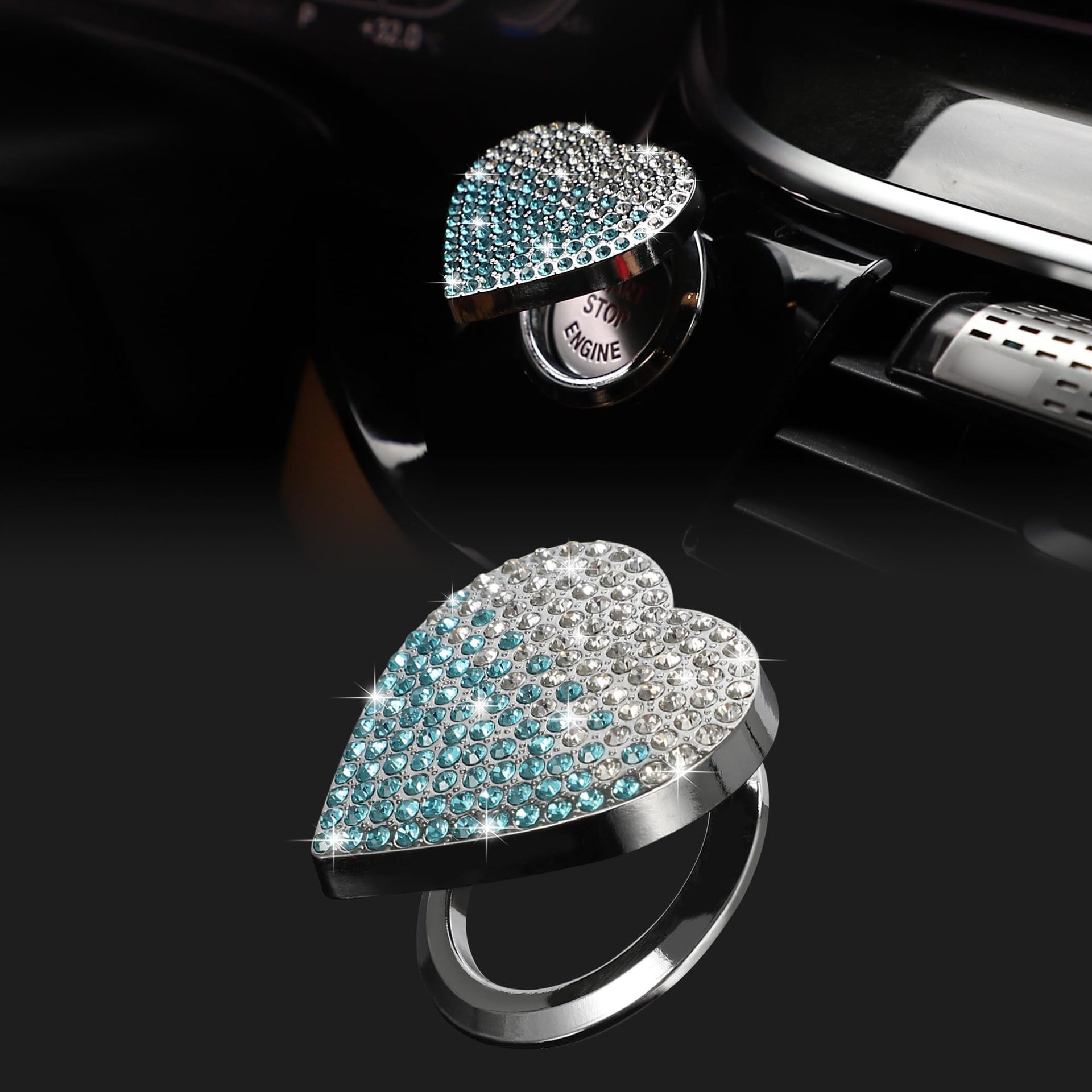 Qìchē – Other Automotive Interior Supplies Cover Ignition Button - light-blue-diamond