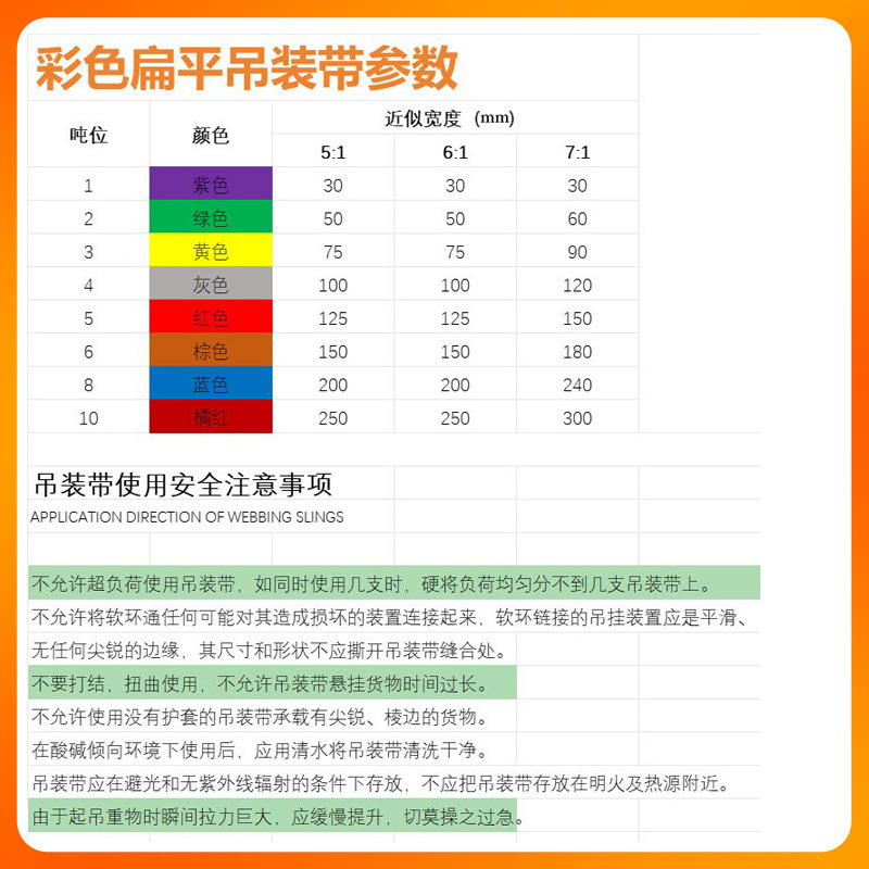 ✅保障加厚扁平环眼涤纶吊装带 彩色 3吨5吨高强度工业起重吊