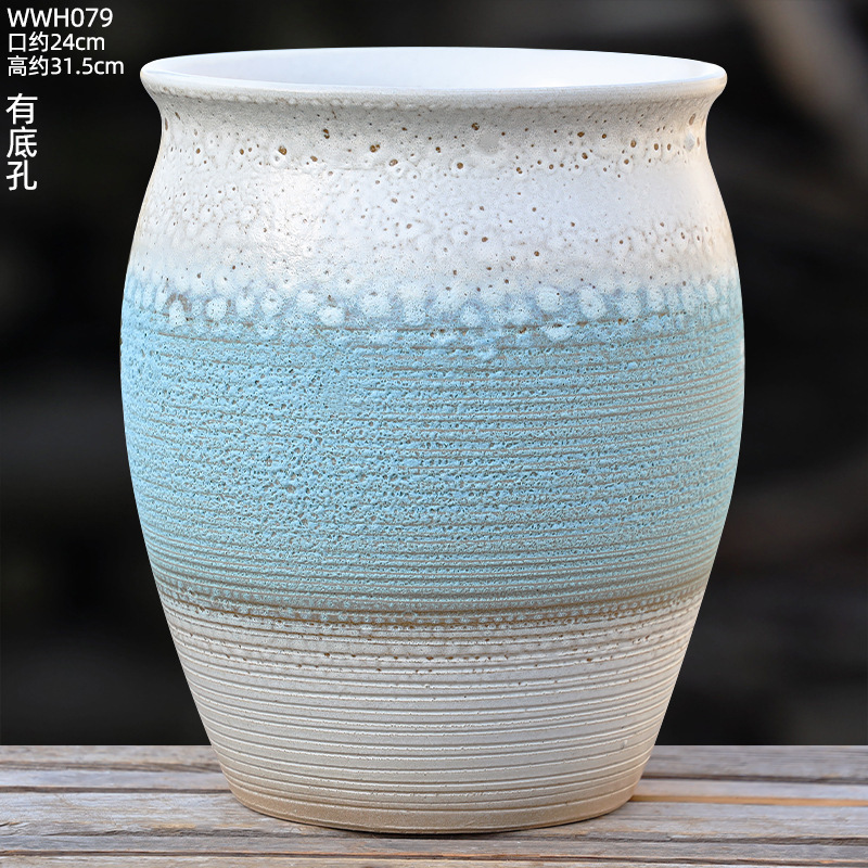 大口径植木鉢、大型家庭用リビングルーム盆栽、金のなる木鉢、通気性のある陶器の植木鉢|undefined