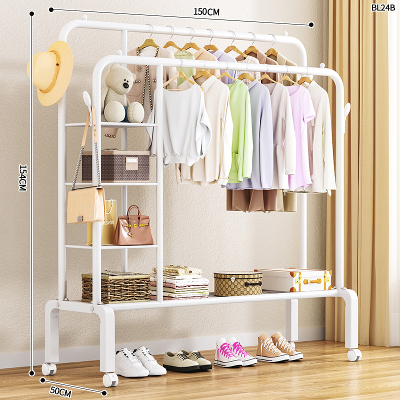 Tendedero de Ropa Plegable Móvil para Balcón y Dormitorio - Perchero de Pie para Hogar