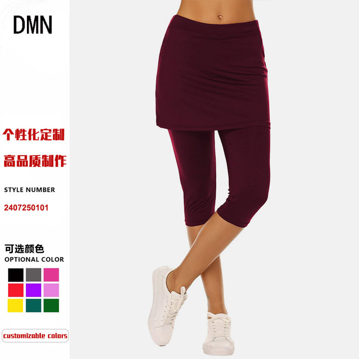 Manufacturer's Culottes Customized Women's Fake Two-Piece Slim Sports Tennis Skirt Elastic Comfortable Fitness Yoga Leggings