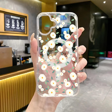 清新小雏菊MagSafe磁吸手机壳iPhone12防摔透明苹果17pro时尚女款