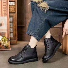 品牌特价加绒妈妈棉靴软底2025秋冬新款复古圆头平底防滑休闲短靴