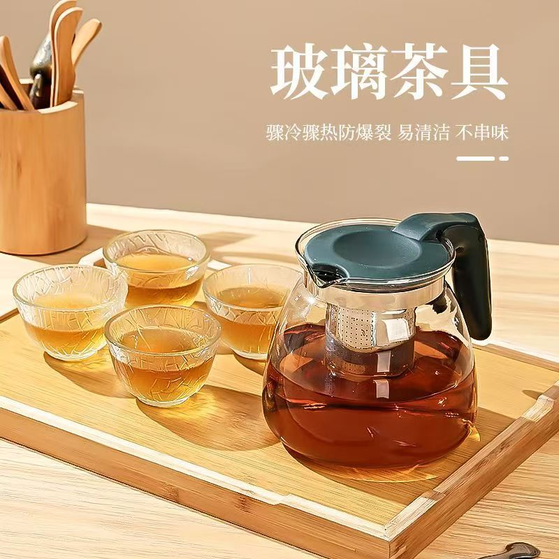 tetera de té separación de agua de té set tetera de vidrio de alto silicio tetera de té de alta capacidad hogar horno cerrado hervir tetera de té