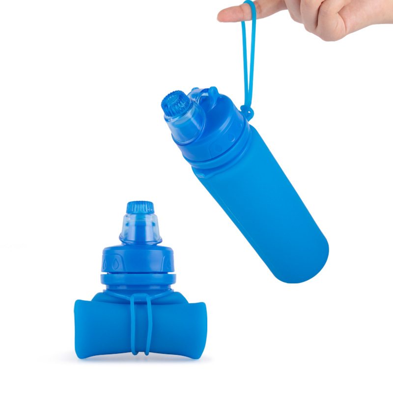 礼品批发食品级胶折叠杯户外健身水壶自行车便携水瓶硅胶卷卷杯