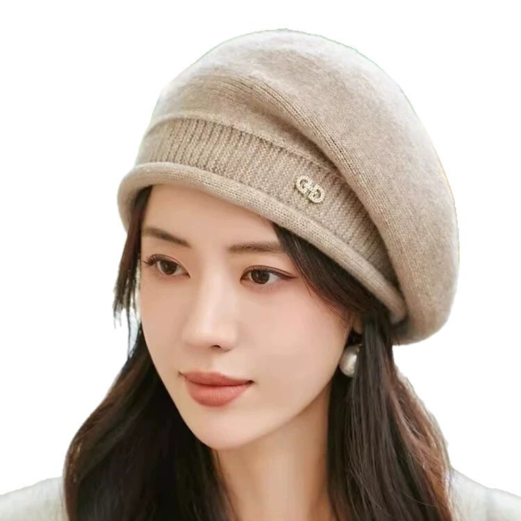 针织贝雷帽子女防寒2025秋冬季百搭时尚保暖洋气护耳毛线帽八角帽|undefined