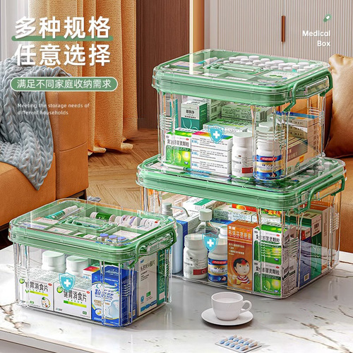 Medicine box multi-layer medicine box home decoration household medicine box large capacity medicine storage transparent large medical first aid box