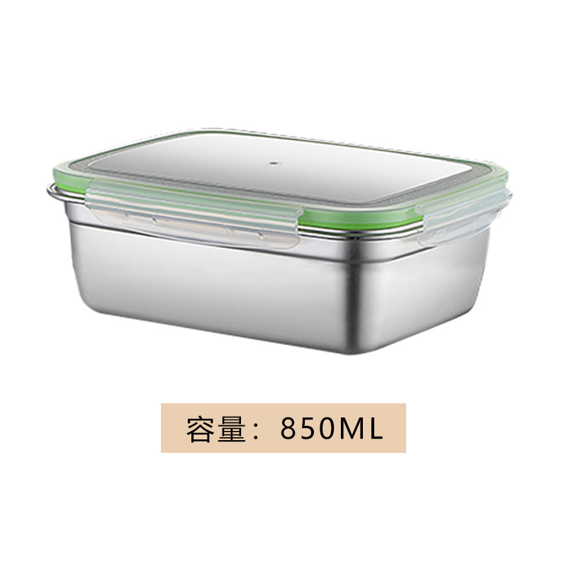 304 de acero inoxidable crisper alimentos grado espesado refrigerador sellado caja de almacenamiento Bento caja de almuerzo caja de almacenamiento multiusos