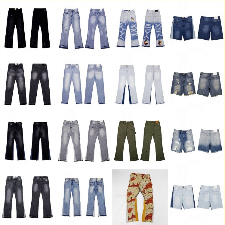 Gd Foreign Trade Wholesale Trendy Brand Retro Distressed Splatter Denim Jeans High Street Straight Wide-Leg Long Pants for Men Gd Foreign Trade Wholesale Trendy Brand Retro Distressed Splatter Denim Jeans High Street Straight Wide-Leg Long Pants for Men