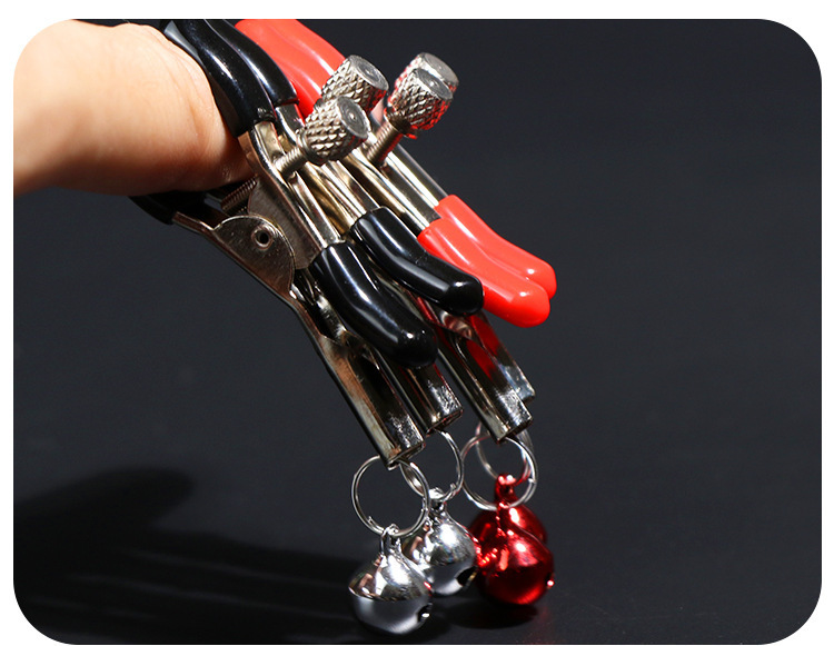Jiuai Bell Nipple Clamps in Pink, Metal and PVC Body, Adult Couple Sensory Accessory — detail image 14