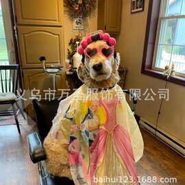 整蛊搞笑宠物水疗卷发头套柔软亲肤松紧款猫狗吸睛配饰跨境701