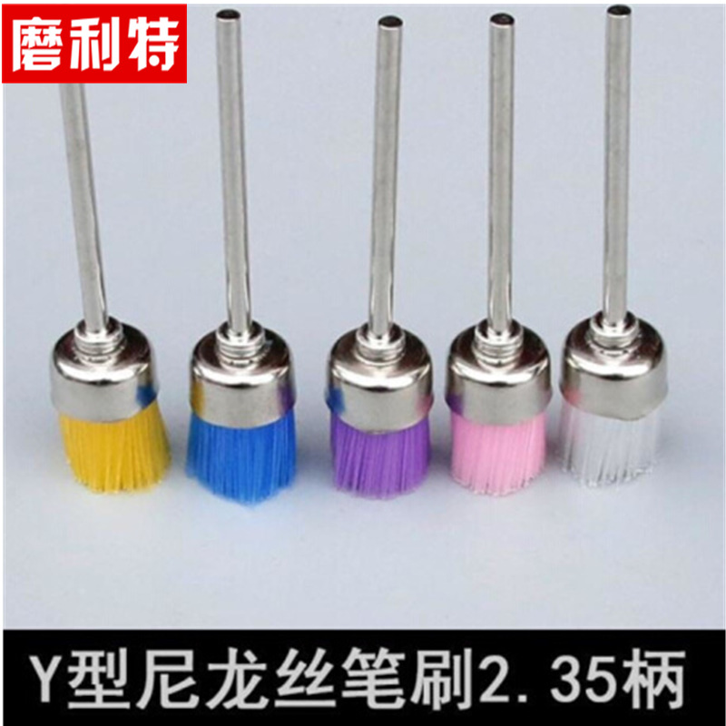 2,35 mango clavo molienda cabeza Firestone en forma de Y mini cepillo de nylon de seda alambre de acero inoxidable en forma de tazón cepillo de limpieza