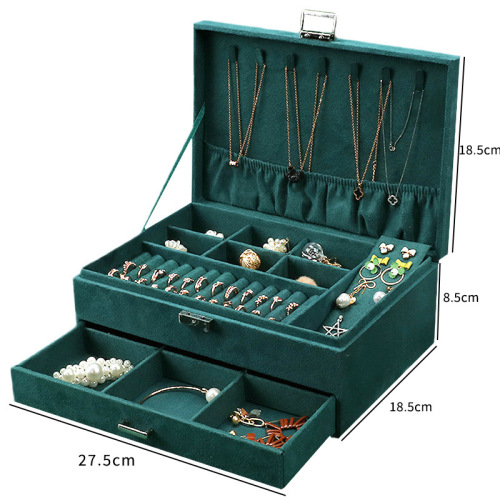 Lockable velvet jewelry box, hand jewelry jewelry storage box, wedding Chinese style princess European style high-end jewelry box