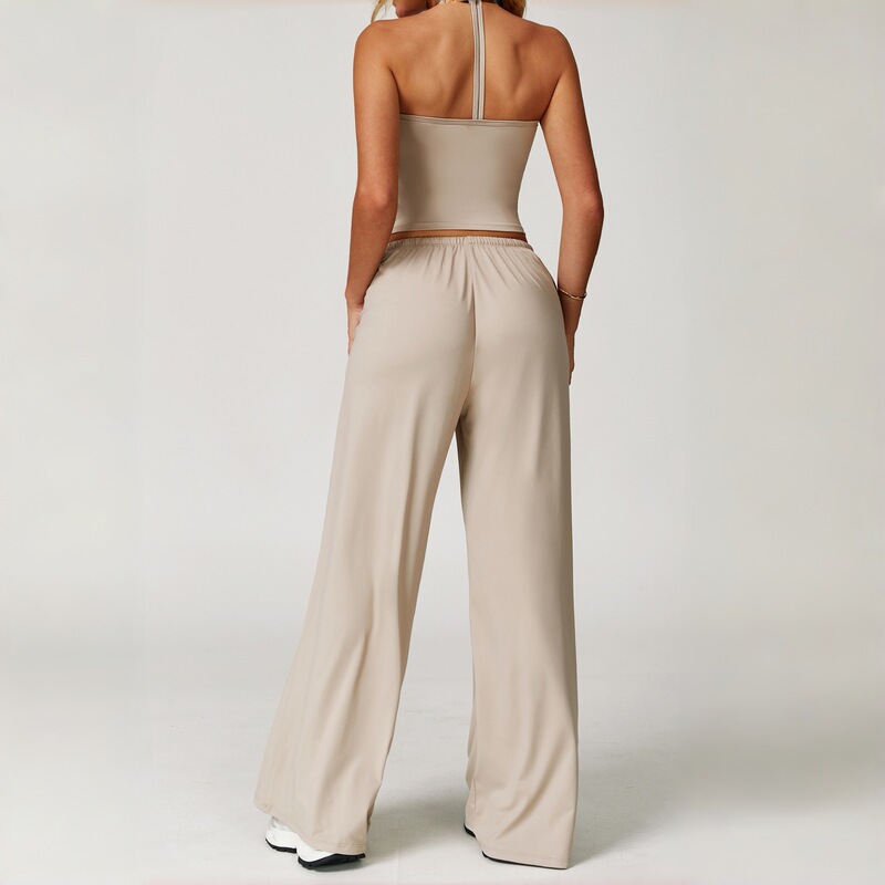 Premium cross-border brushed yoga set, quick-dry, beautiful back, strap sports set, casual running fitness wear for women 3058