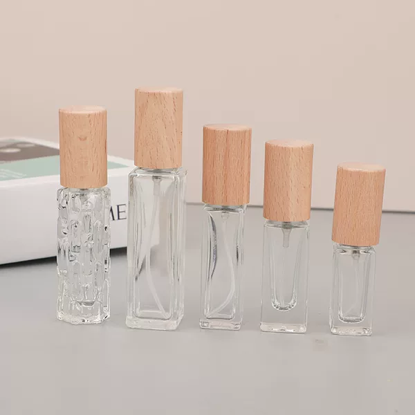 F002-High-End Portable 5Ml10Ml Wooden Cap Perfume Bottle Spray Empty Bottle Travel Size 20ml Perfume Bottle