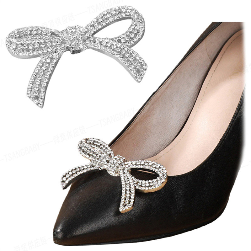 Clips para zapatos con lazo de diamantes de imitación transfronterizos, hebillas desmontables para zapatos, decoraciones de zapatos a la moda, accesorios para zapatos
