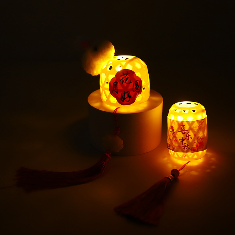 新年の手作りDIY元宵節提灯部品龍年の透かし彫りの光る花灯は竹の編みのミニ提灯をまねます。|undefined