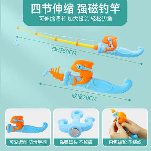 Fishing toys for children, boys and girls, early education educational magnetic fishing rod pool set for street stalls 1-3-6 years old