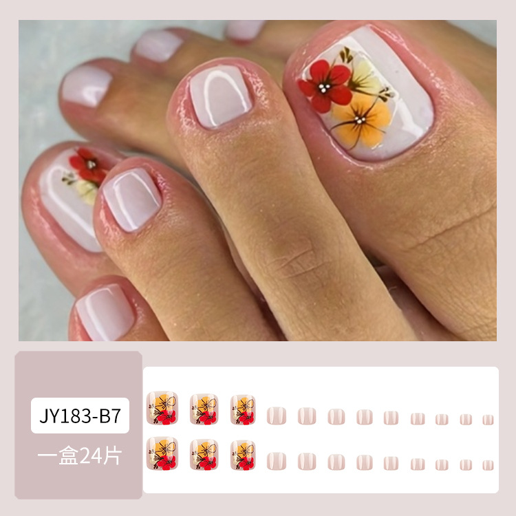 Uñas de uñas de flores amarillas simples, uñas de pies de chicas calientes, parches de uñas, venta caliente transfronteriza, uñas portátiles extraíbles