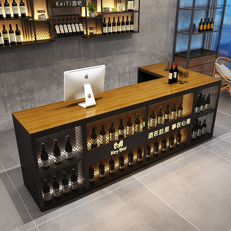 Retro Industrial Style Bar Counter Cashier Hotel Barbecue Shop B&B Shop Corner Front Desk Reception Counter