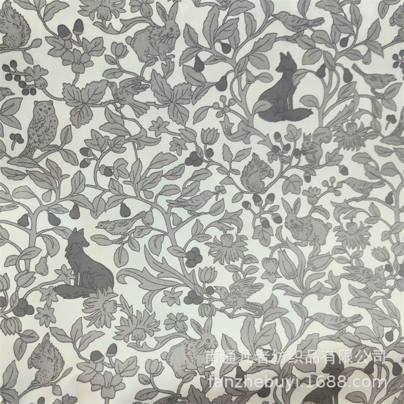 160x50cm Kleine Blumen Tier Eule Fuchs Kaninchen Reine Baumwolle Gedruckt Twill Stoff Kindergarten Baby Nähen Tuch – Detail 3