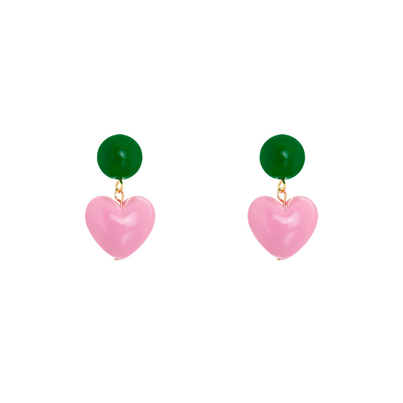 01 Pink green earrings k-042