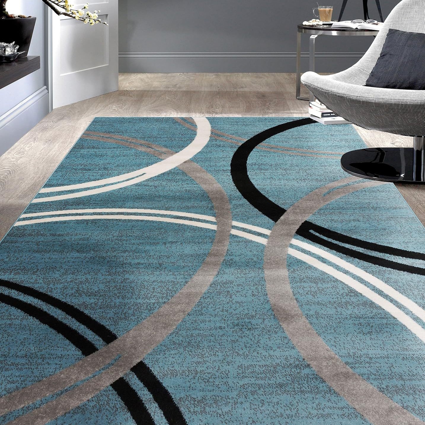 Amazon Modern Wave Circle Design Area imitación cachemira hogar sala de estar dormitorio alfombra grande mesa de centro sofá alfombra