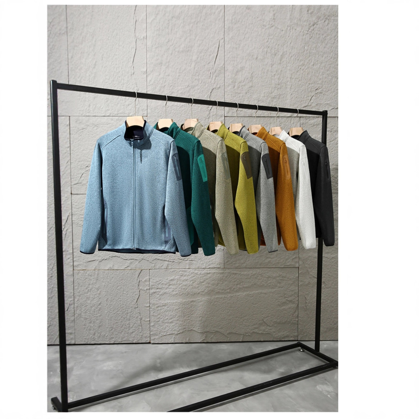 Brand New Color Matching Men's and Women's Full Zipper Middle Layer Fleece Cardigan/Small Stand Collar Outer [Fleece] 9401