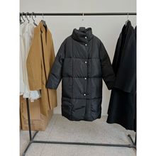 尾单 宽松直筒型珍珠扣保暖御寒中长款羽绒服