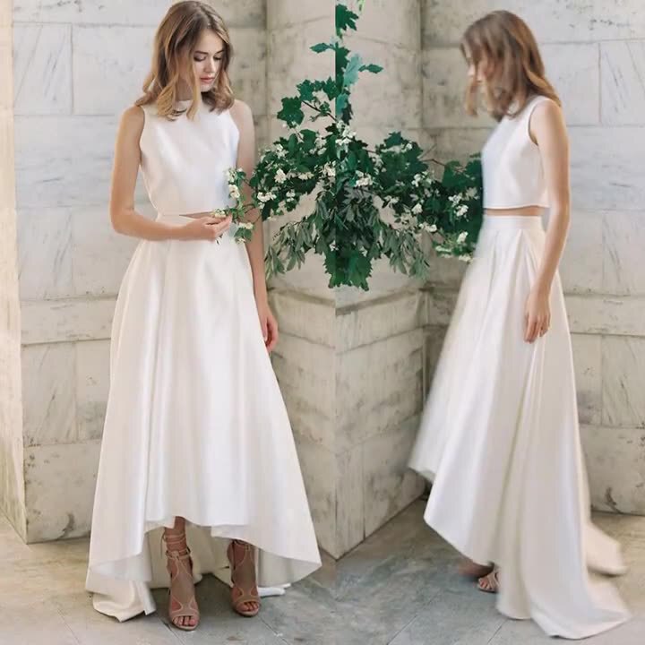 French-Style Light Wedding Dress Two-Piece Set 2026 New Satin Long Dress for Marriage Registration, Travel Photography, and Outdoor Use, Simple Bridal Gown