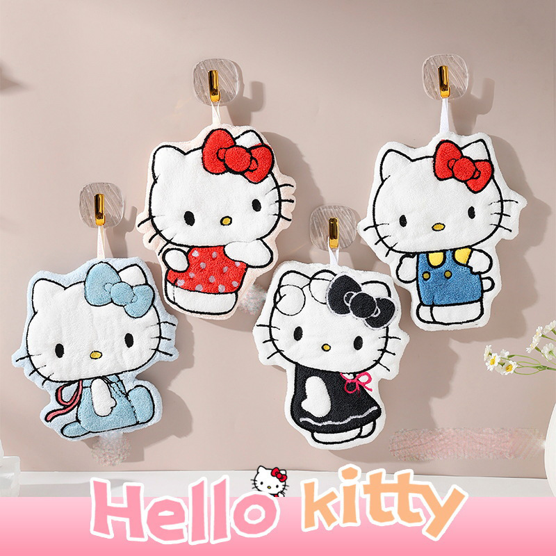 Coral Fleece Cat Hand Towel Cartoon Cute Double Thickened Water Absorbent Soft Coral Fleece Children's Hand Wash Small Square Towel