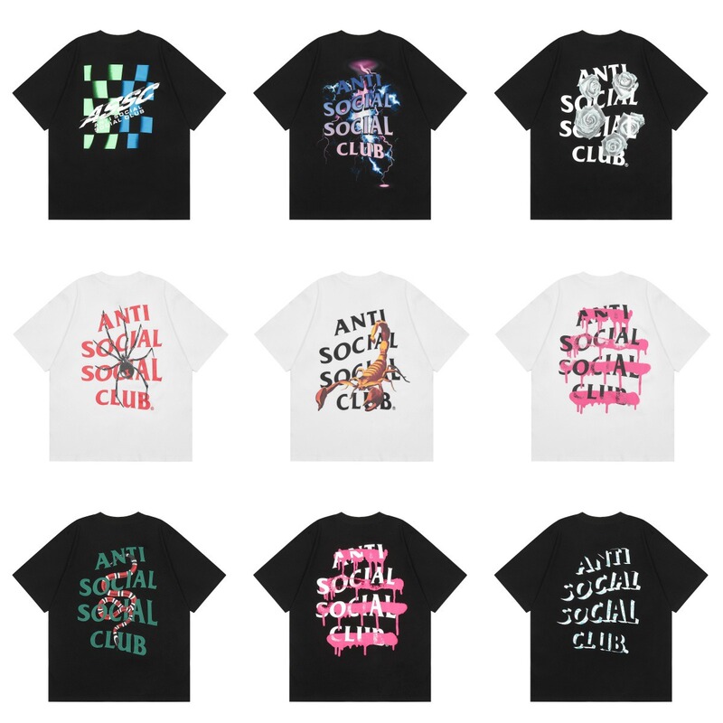Antisocialsocialclub Scorpion Flower Lightning Letter Print Round Neck Short-Sleeved T-Shirt Summer Trendy Brand