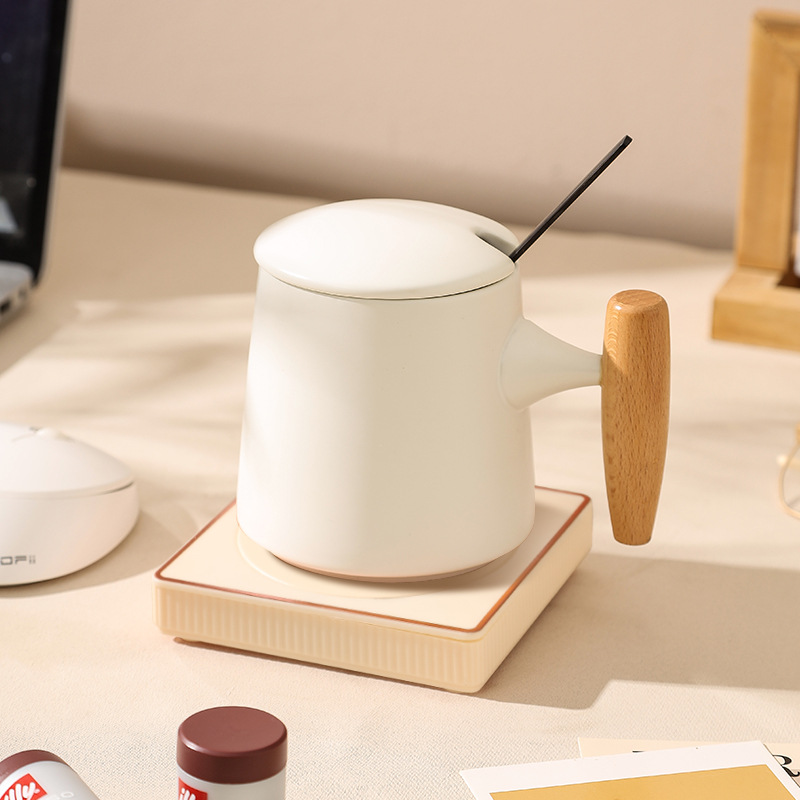 중력 수제 흰색 컵 + 살구 노란색 패드 선물 상자 세트 220V