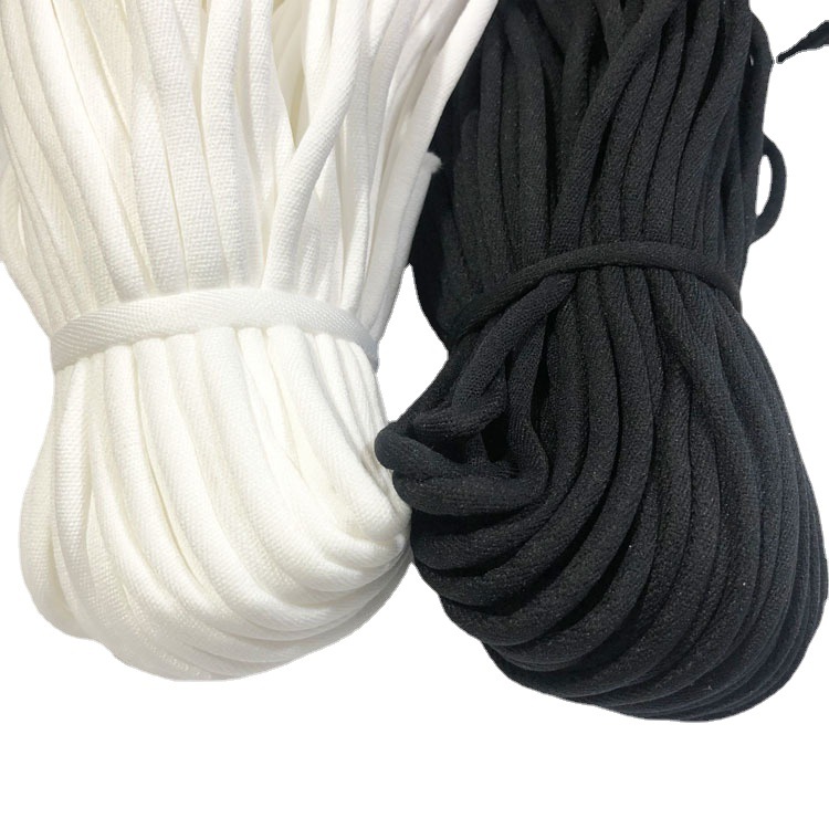 现货销售电脑提花带绳黑白彩色尼龙圆绳5MM运动服帽带裤腰绳子