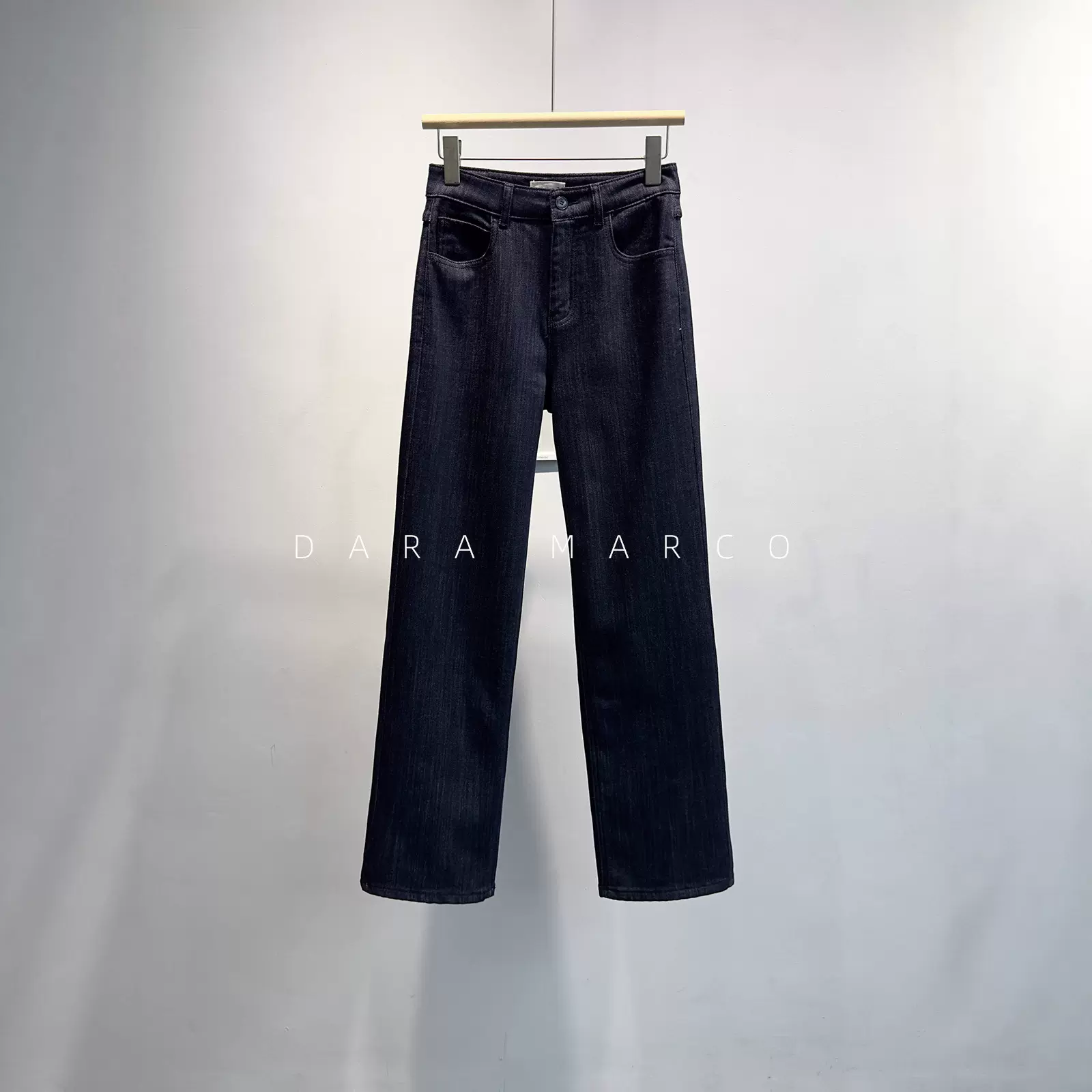 棉弹软牛~小禾柜上3K+复古蓝灰磨毛加绒宽松阔腿直筒牛仔裤女秋冬