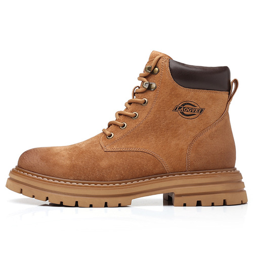 Live Martin Boots Men Pig Hair Comfortable Breathable Thick Sole Yellow Leather Boots Lacing Workwear Versatile Dropshipping