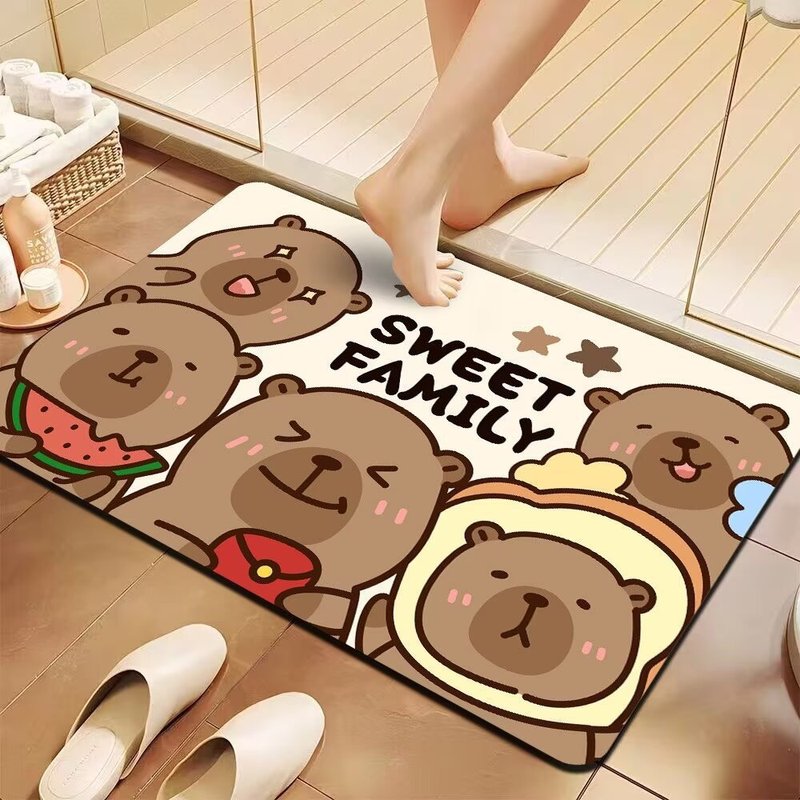かわいいカピバラ浴室の新しい珪藻泥マットトイレ吸水滑り止め速乾汚れ耐磨耗マット|undefined