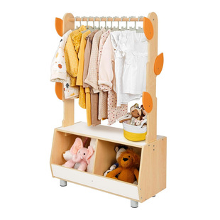 Wooden Children's Clothes Hanger Children's Bedroom Clothes Rack Children's Clothes Storage Rack Solid Wood Floor-Standing Children's Clothes Hanger