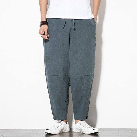 Pantalones de zanahoria, pantalones harem sueltos para hombre, pantalones finos de verano de nueve puntos, pantalones casuales de todo fósforo de tendencia, pantalones de hombre