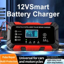 跨境铅酸充电器12V6A汽车摩托车电瓶电动车充电器脉冲修复充电器