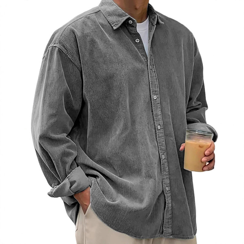 Cross-Border New Corduroy Shirt for Men, Long-Sleeved, Trendy Brand, Casual Loose Fit, Autumn and Winter Thick Shirt, Men's Jacket