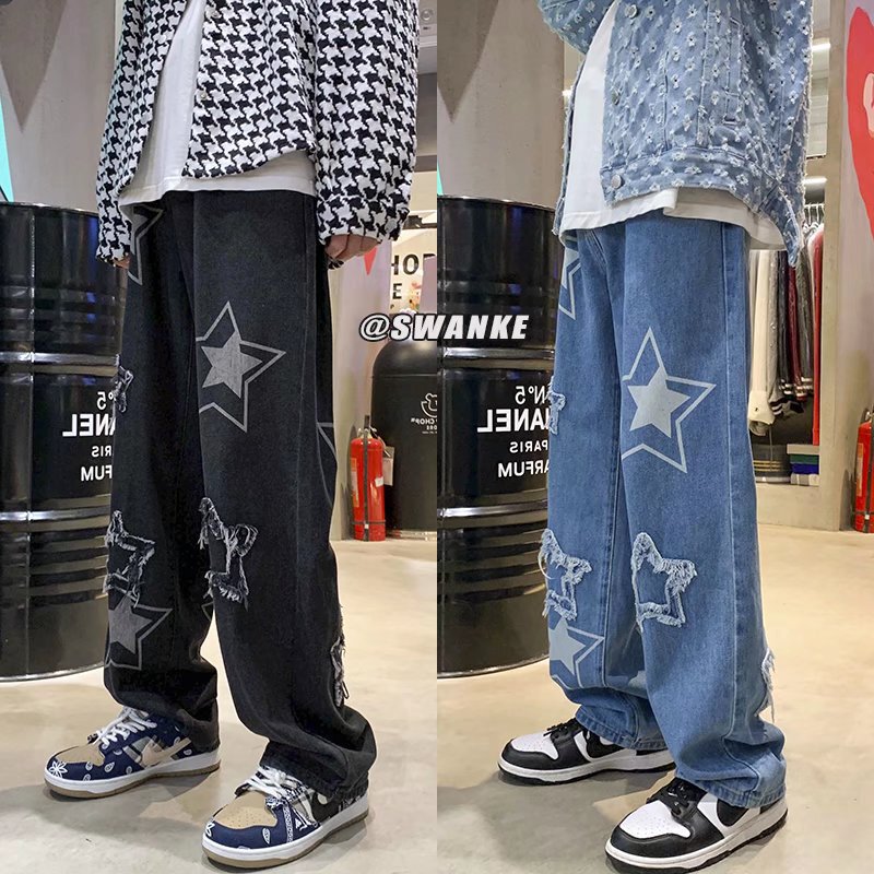 Embroidered Jeans for Men, Autumn and Winter 2026 New Style, Hong Kong Style Straight-Leg Pants, Trendy Ins Loose Casual Long Pants Embroidered Jeans for Men, Autumn and Winter 2026 New Style, Hong Kong Style Straight-Leg Pants, Trendy Ins Loose Casual Long Pants