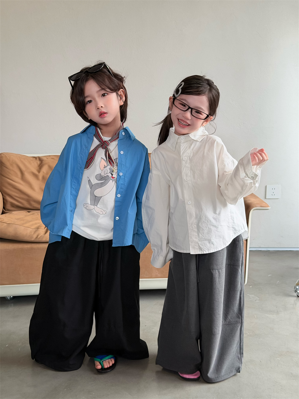 Autumn children's solid color shirt