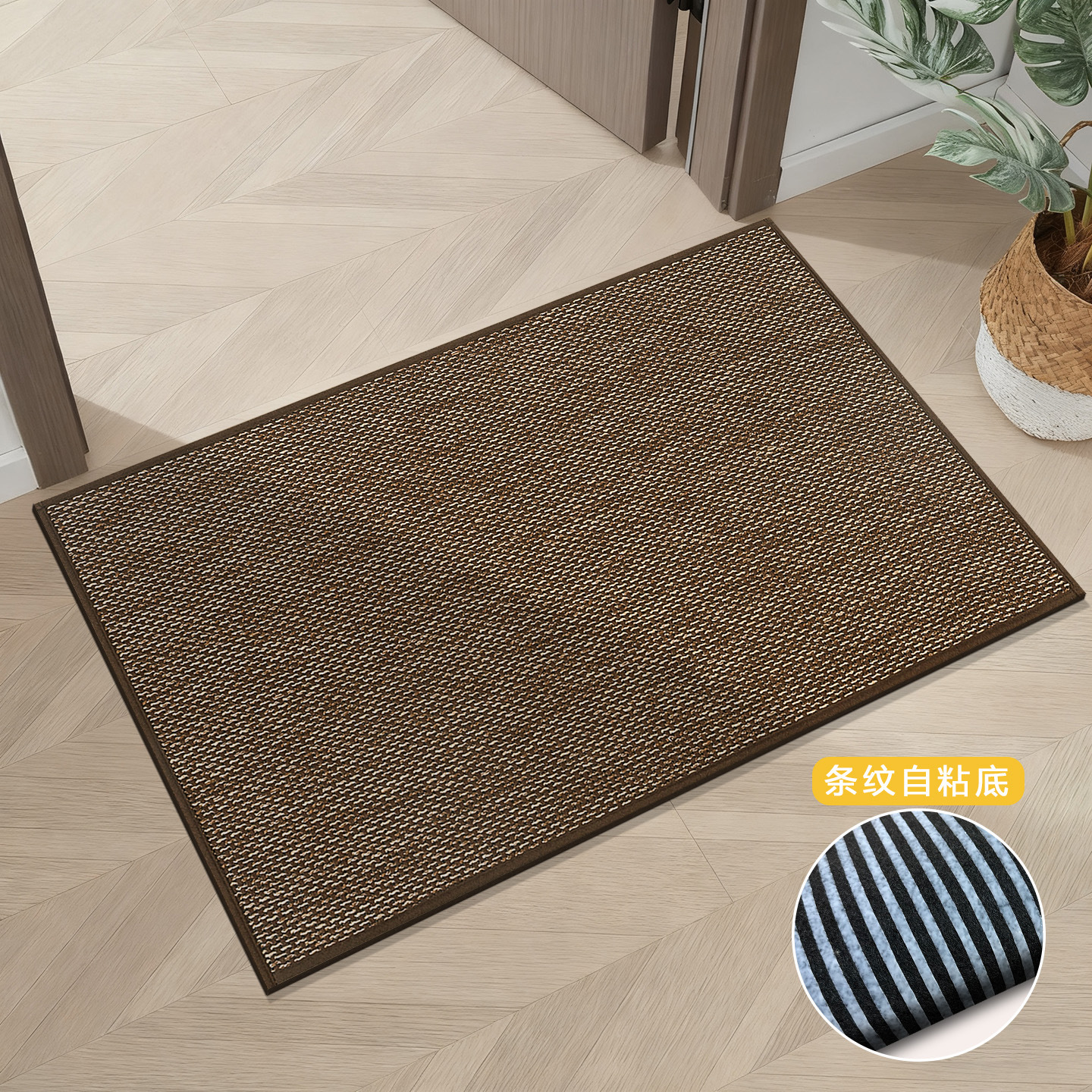 imitación de lino en el hogar almohadilla de suelo TPR sin pegamento autoadhesivo antideslizante antisucio almohadilla de puerta doméstica retro almohadilla de pie de puerta